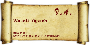 Váradi Agenór névjegykártya